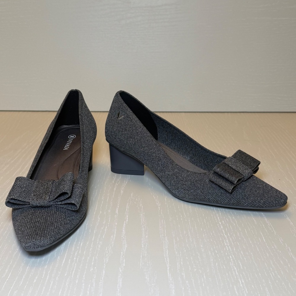 VIVAIA Pointed-Toe Bow Heels Gray | EU 40 / US 9 Knit Elegant - Picture 5 of 10